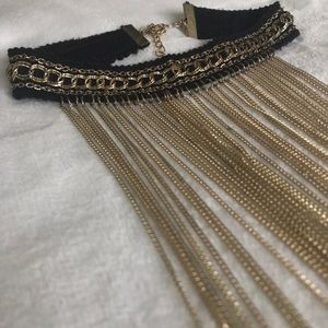 Black & Gold Choker Chain With Hanging Chains🖤✨